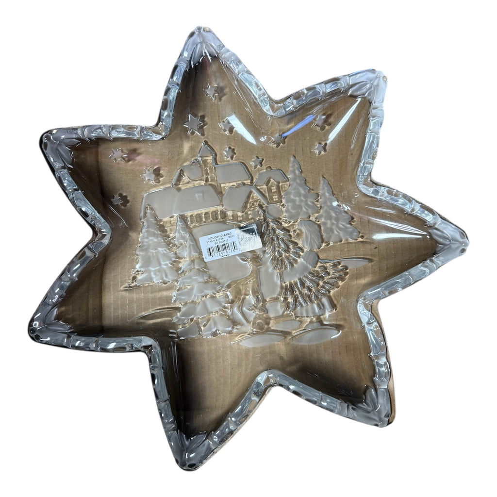 Mikasa NEW 13” Holiday Classic Star Platter Thick-Glass Xmas Winter Germany Made