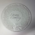 Mikasa Season's Greetings Wreath Glass Serving Platter — 1980s Holiday