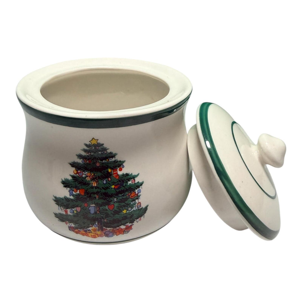 Totally Today Christmas Tree Sugar Bowl | Vintage Holiday Ceramic Tableware