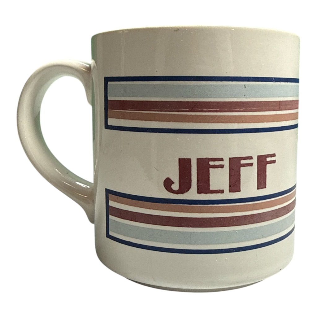 Vintage 'Jeff' Name Mug — Retro 1970s–80s Personalized Ceramic