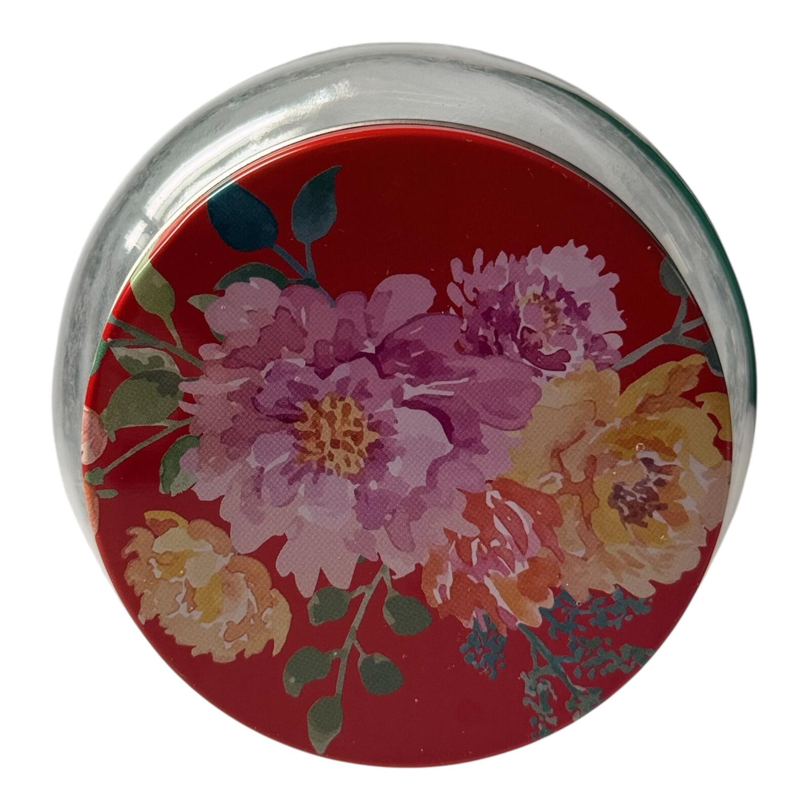 Vintage Embossed Glass Jar with Floral Metal Lid