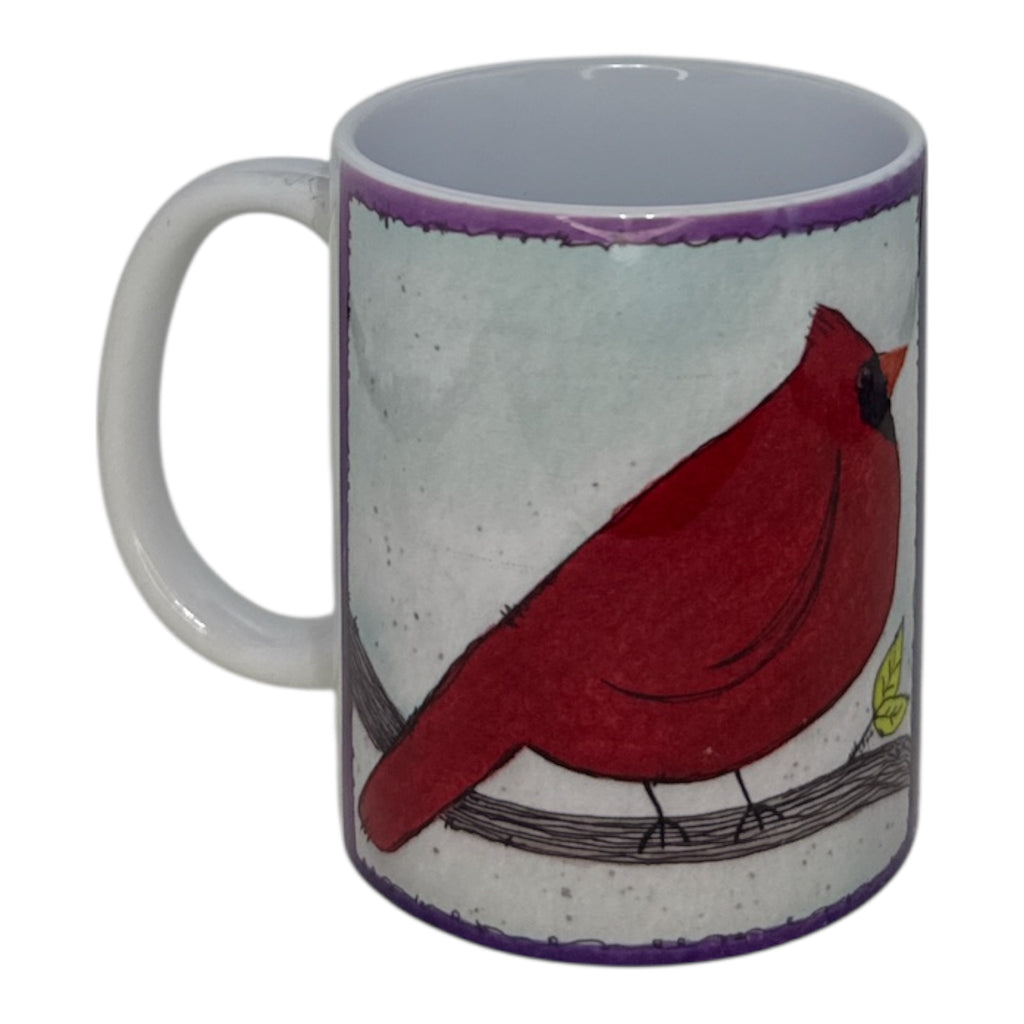 Cardinal Stained Glass Ceramic Coffee Mug - Nature Bird Design