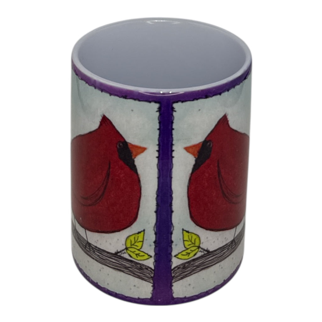 Cardinal Stained Glass Ceramic Coffee Mug - Nature Bird Design