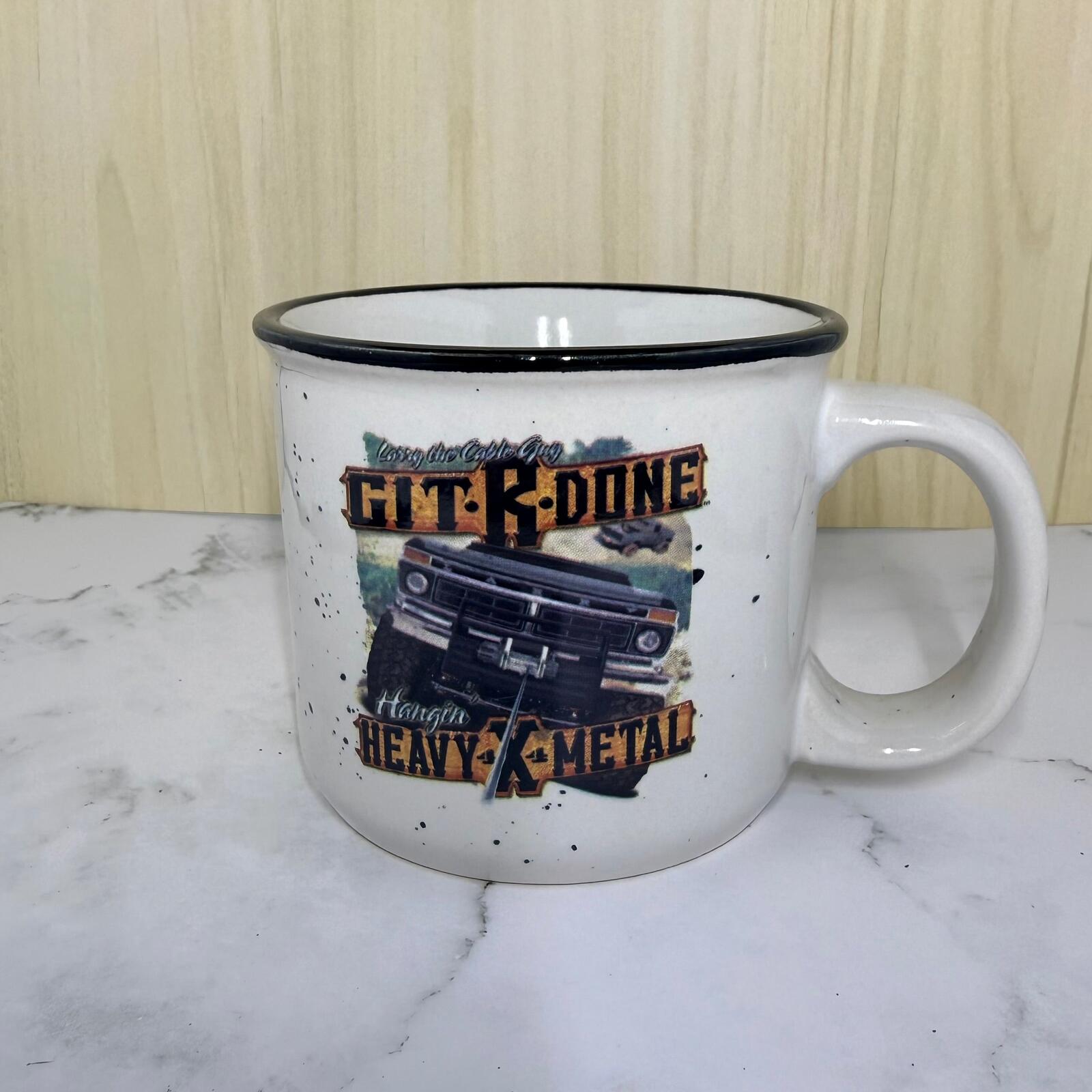 Vintage Style Heavy Metal Themed Coffee Mug with Truck Graphic