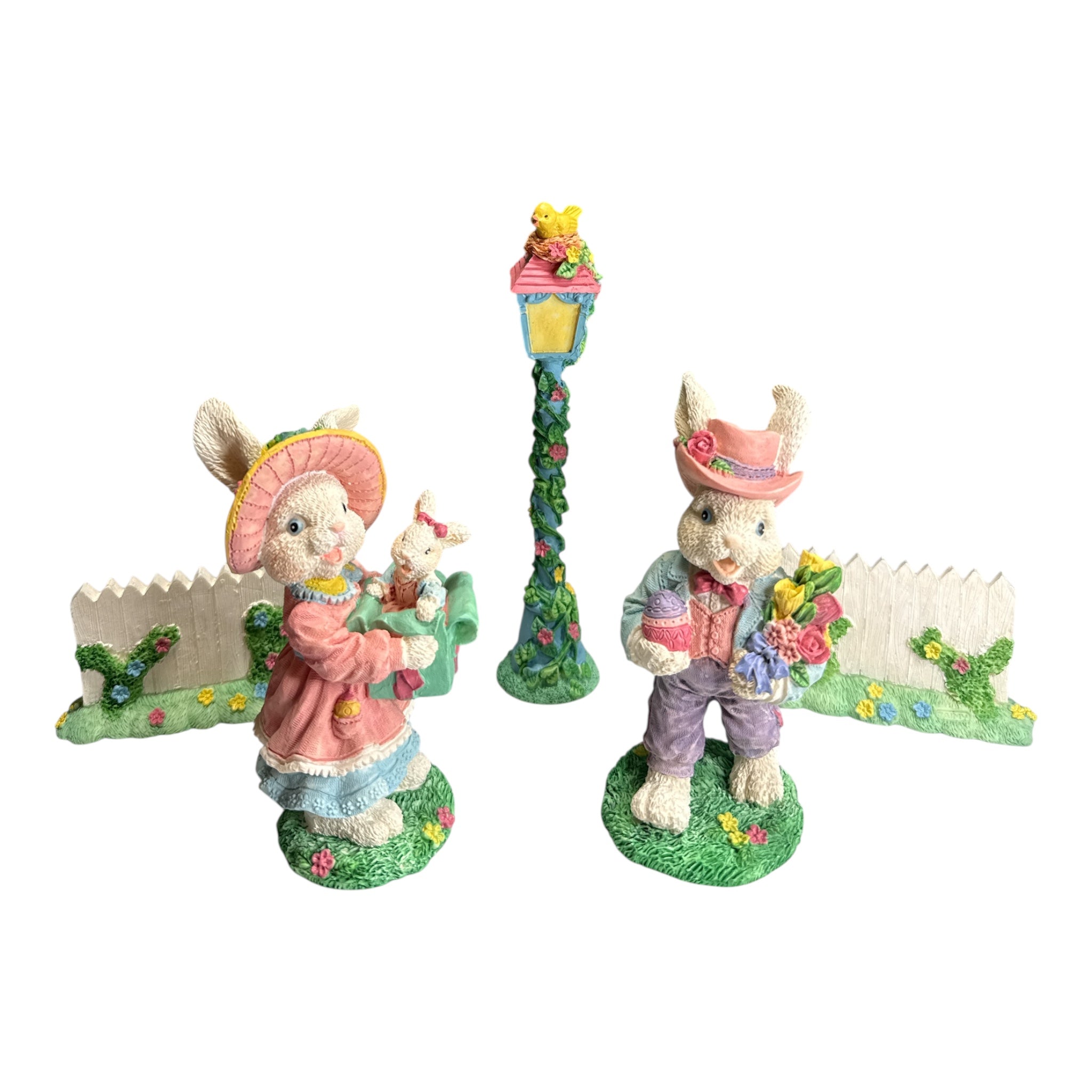 Vintage Easter Jubilee Bunny Family Figurine Set - 1990s Kmart Collectible