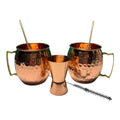 Moscow Mule Copper Mugs Set — Classic Cocktail Barware with Accessories