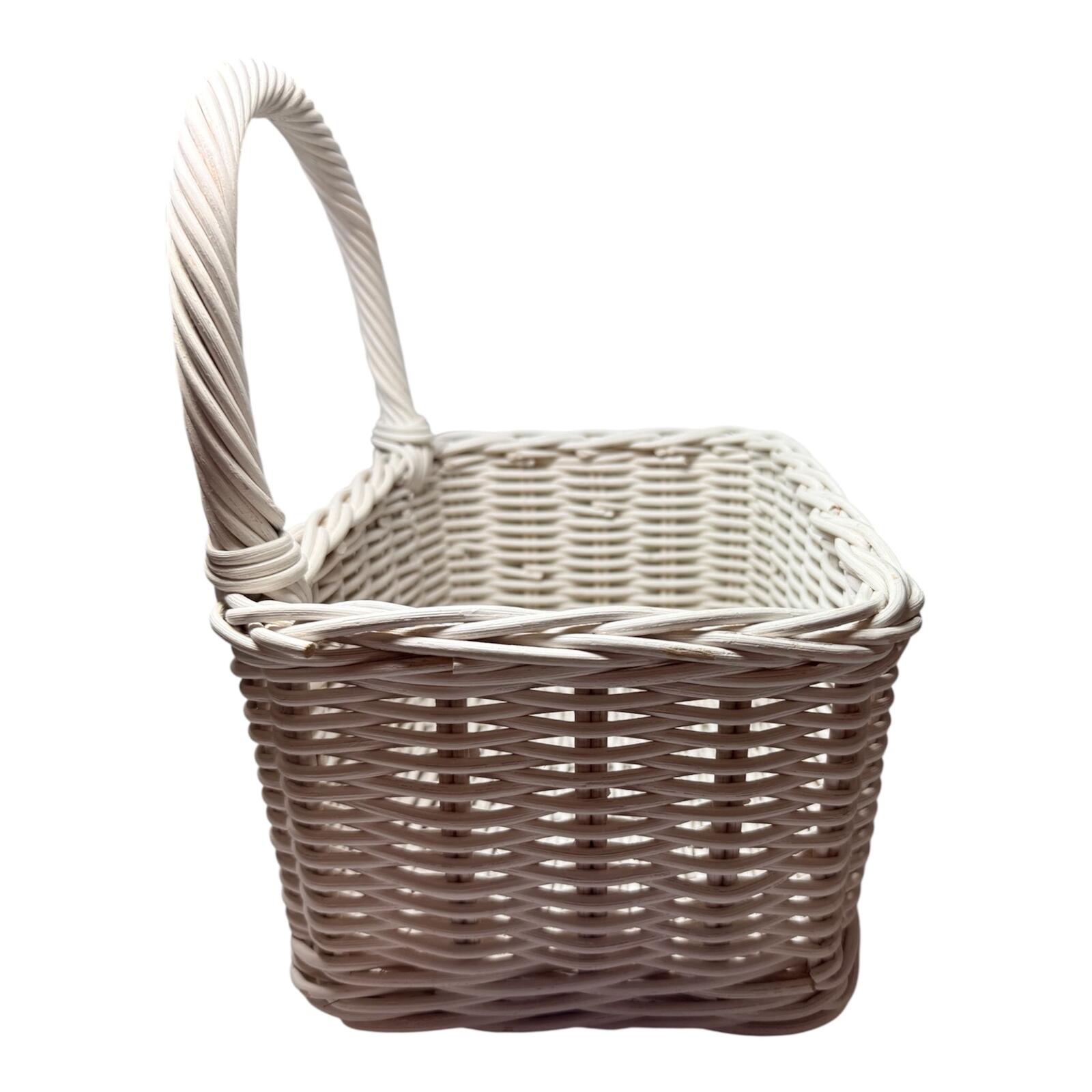 Woven Rectangular Basket with Handle - Cream