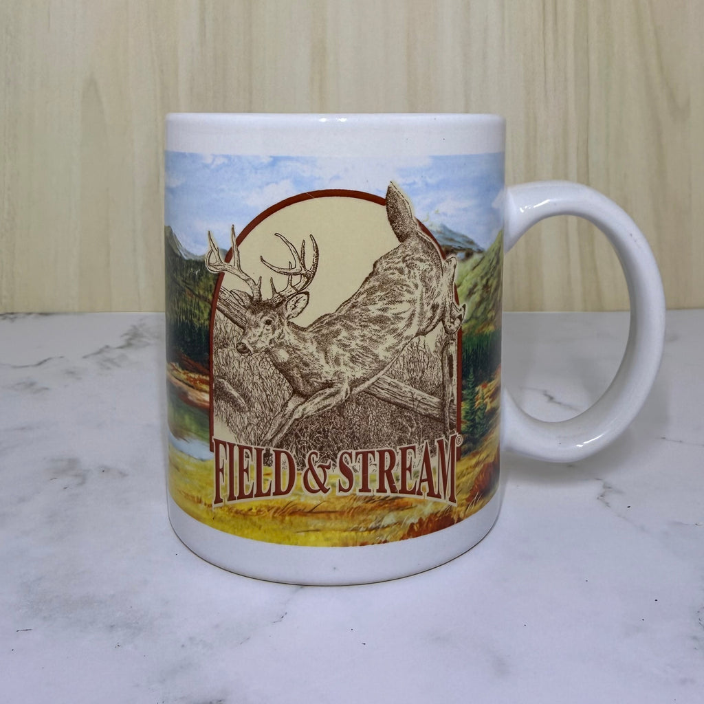 Vintage Field & Stream Coffee Mug - Deer & Bass Wildlife Design
