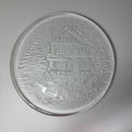 Christmas Embossed Glass Serving Platter 13" Round By Libbey Winter Sleigh Ride
