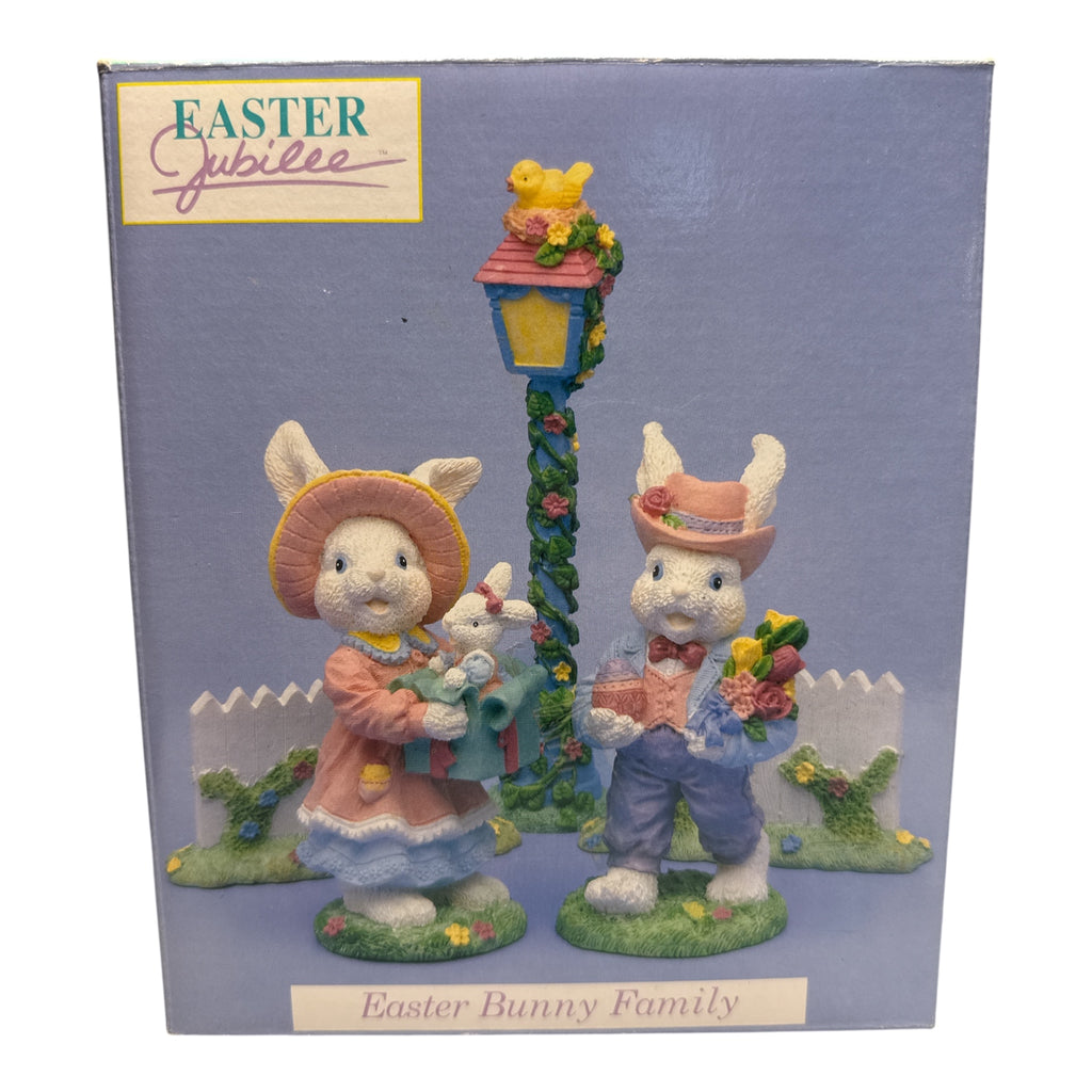 Vintage Easter Jubilee Bunny Family Figurine Set - 1990s Kmart Collectible