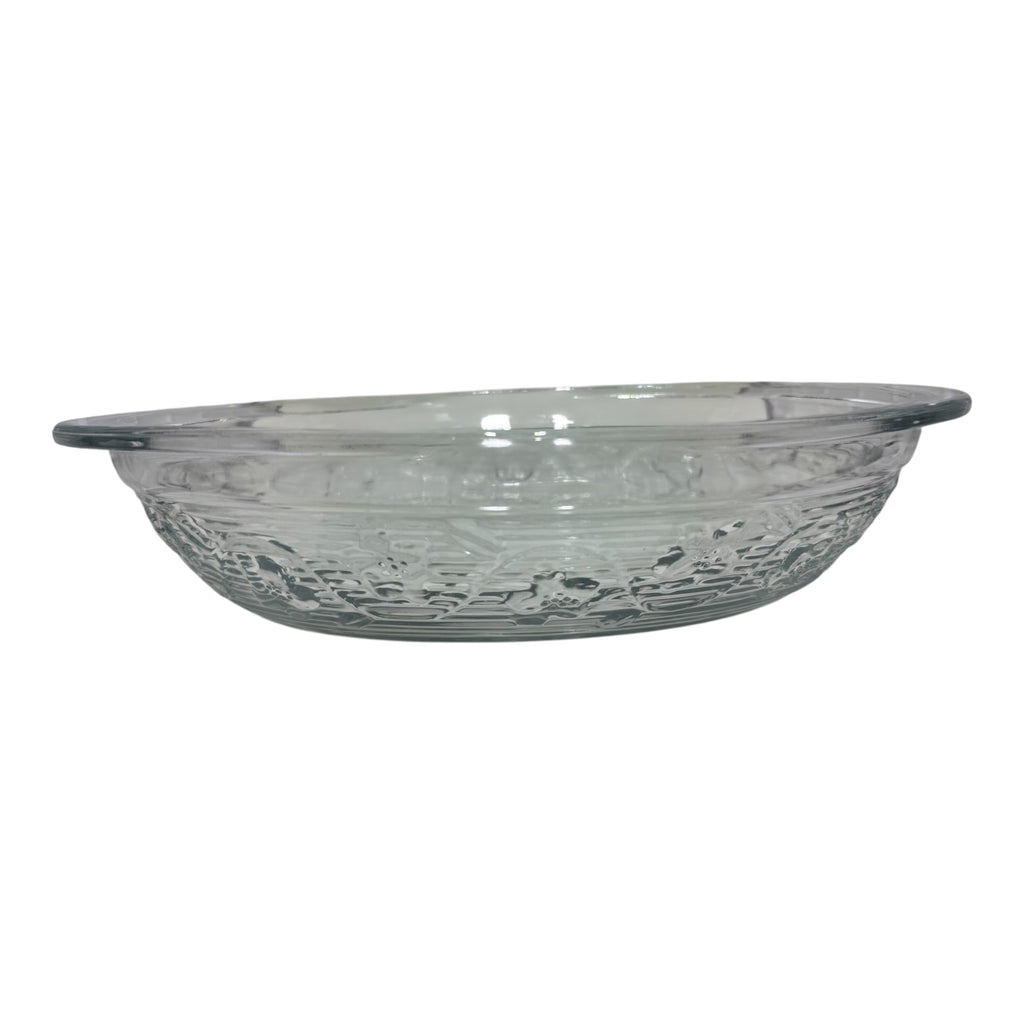 Clear Glass Oval Baking Dish, Anchor Hocking, Floral Embossed Pattern