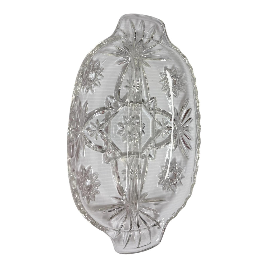 Anchor Hocking Early American Prescut Relish Dish | Vintage 1960s Pressed Glass