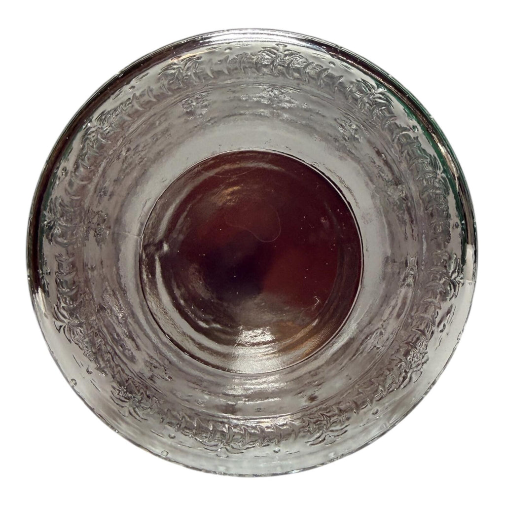 Vintage Embossed Glass Jar with Floral Metal Lid