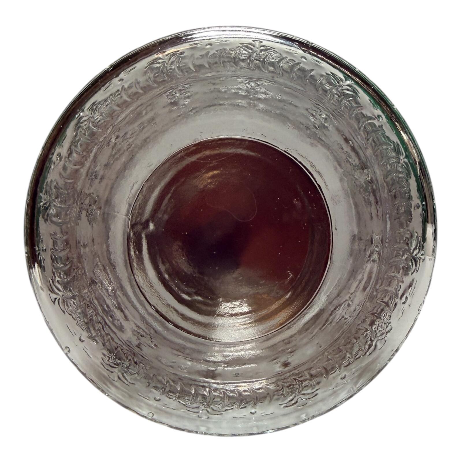 Vintage Embossed Glass Jar with Floral Metal Lid
