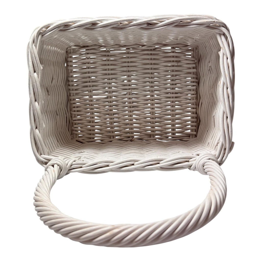 Woven Rectangular Basket with Handle - Cream