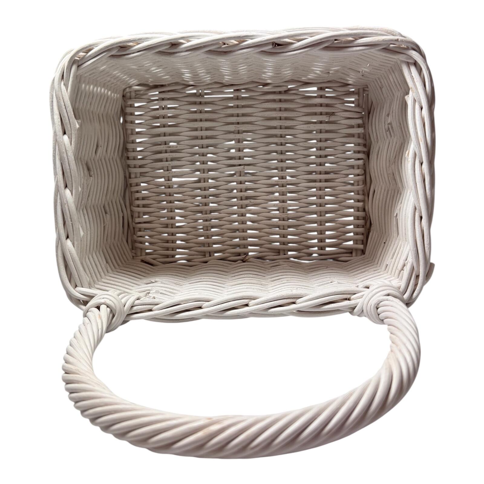 Woven Rectangular Basket with Handle - Cream