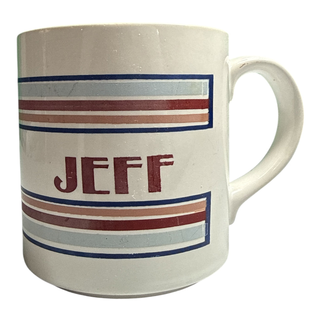 Vintage 'Jeff' Name Mug — Retro 1970s–80s Personalized Ceramic