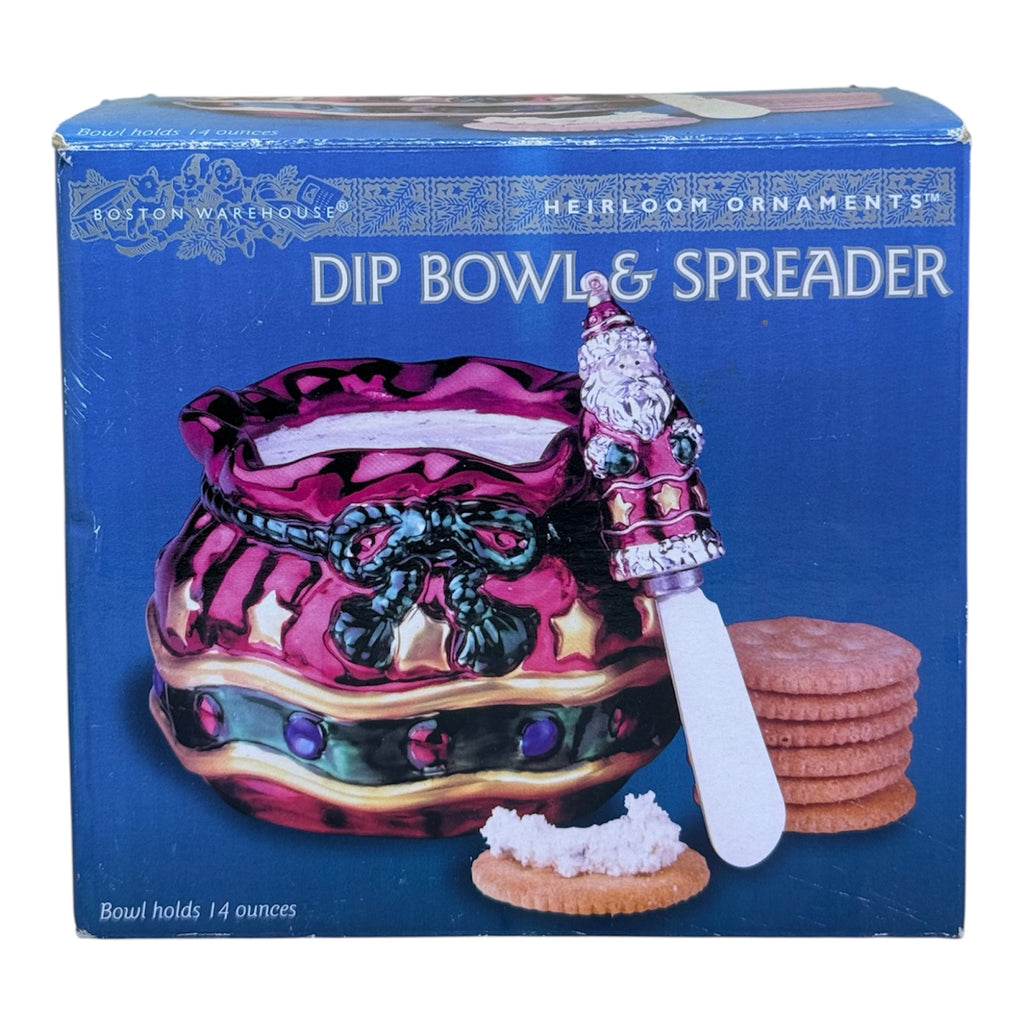 Boston Warehouse Santa & His Sack Dip Bowl & Spreader Set — New in Box