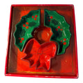 Boston Warehouse Christmas Wreath Condiment Serving Set of 3 Ceramic Bowls