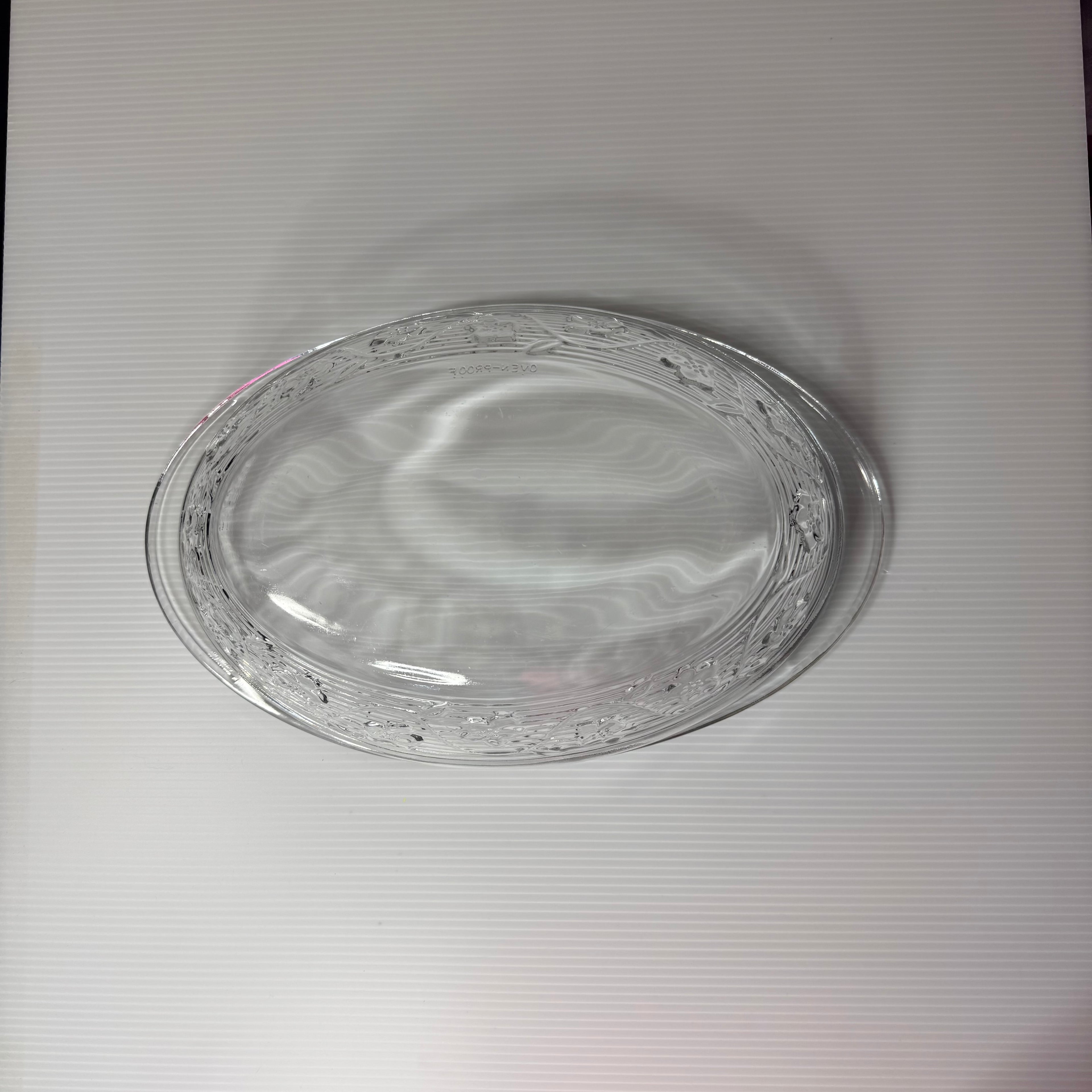 Clear Glass Oval Baking Dish, Anchor Hocking, Floral Embossed Pattern