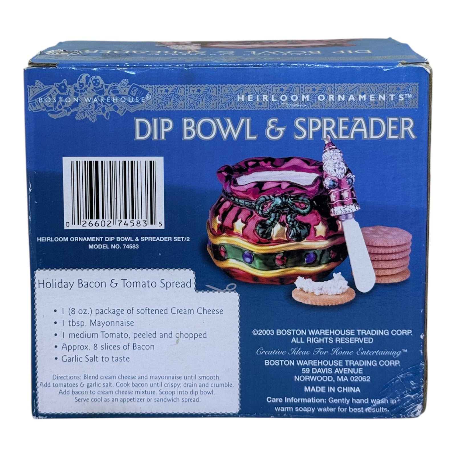 Boston Warehouse Santa & His Sack Dip Bowl & Spreader Set — New in Box
