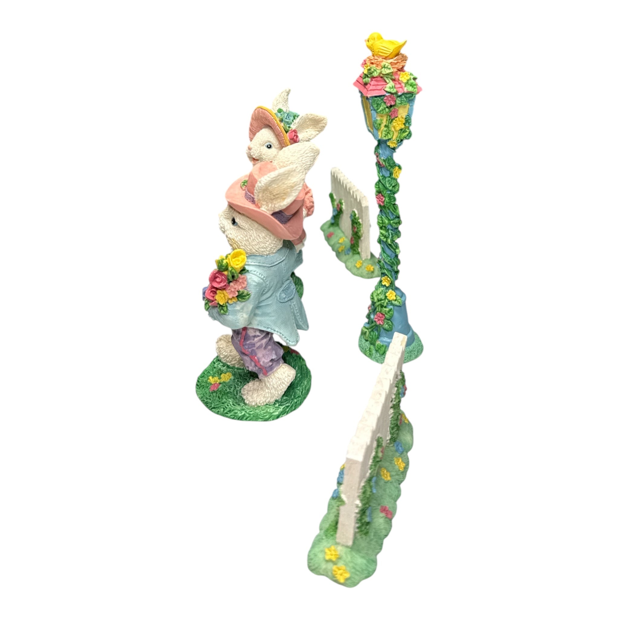 Vintage Easter Jubilee Bunny Family Figurine Set - 1990s Kmart Collectible