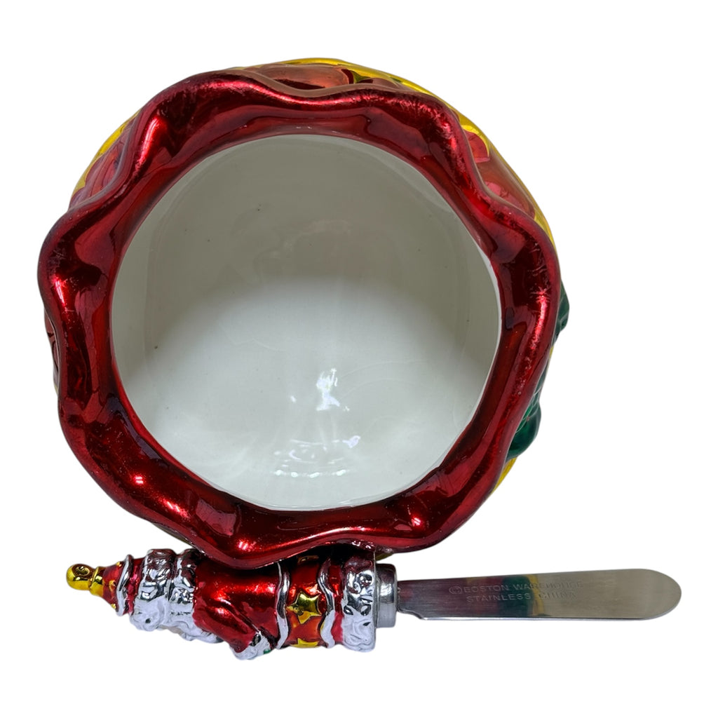 Boston Warehouse Santa & His Sack Dip Bowl & Spreader Set — New in Box