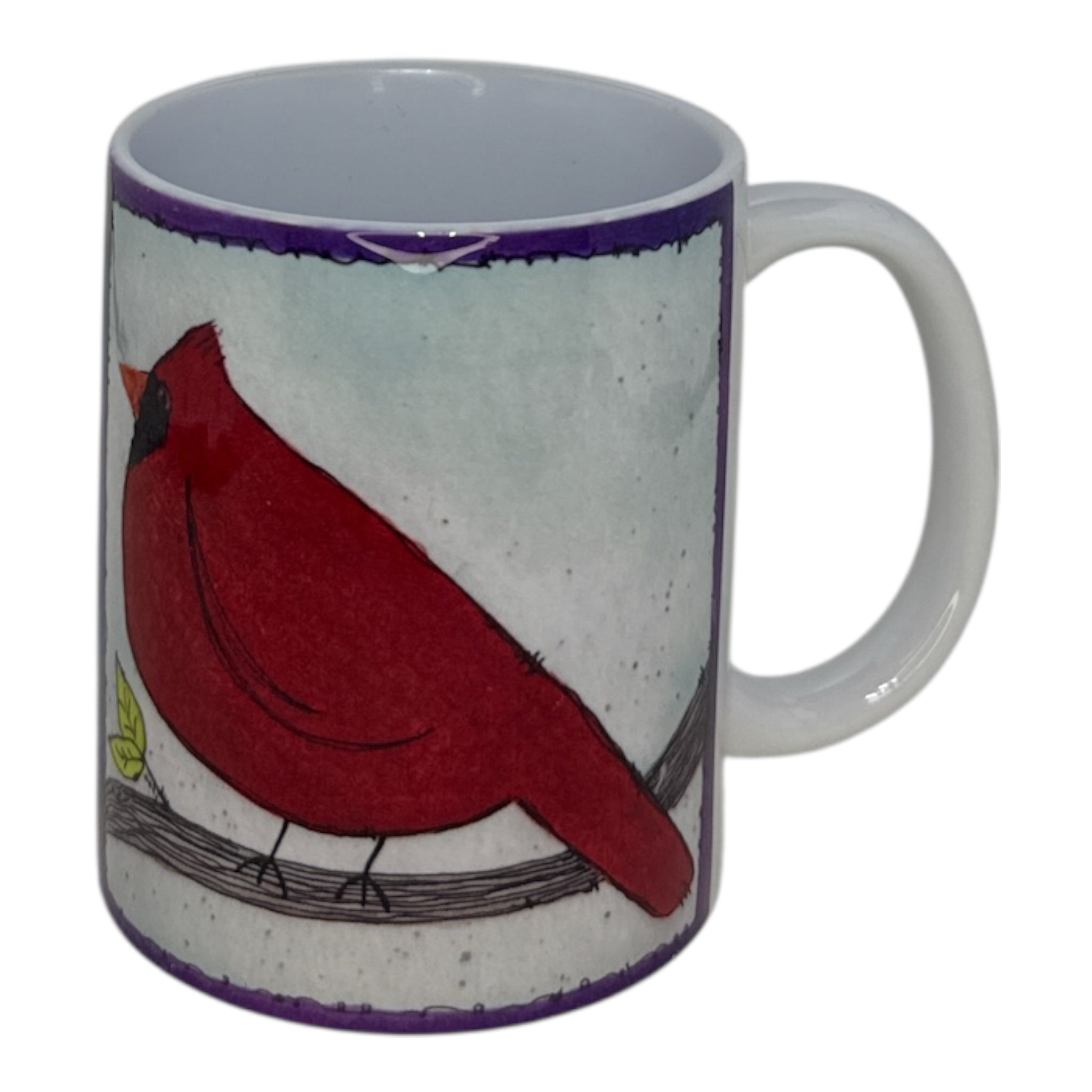 Cardinal Stained Glass Ceramic Coffee Mug - Nature Bird Design