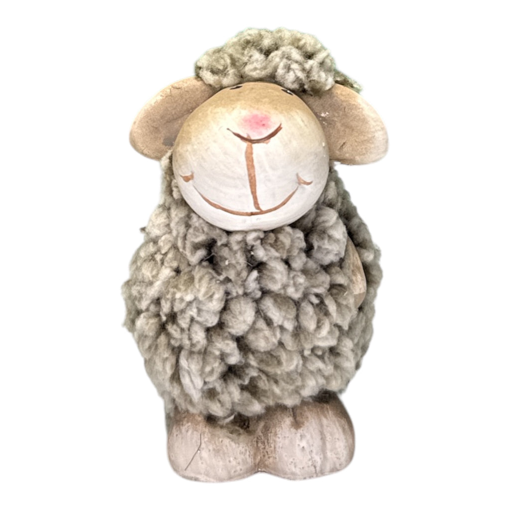 Hallmark Terracotta Sheep Figurine with Dark Faux Wool