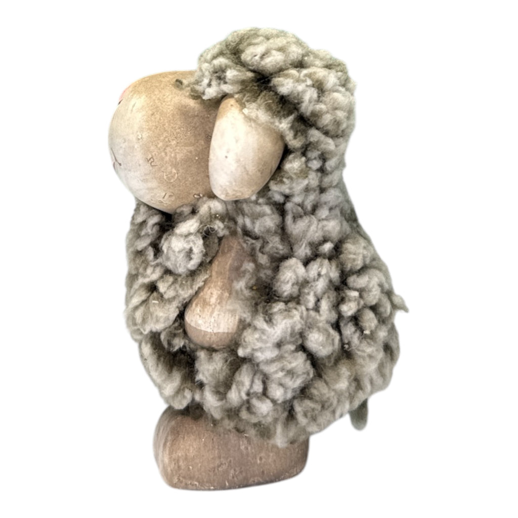 Hallmark Terracotta Sheep Figurine with Dark Faux Wool