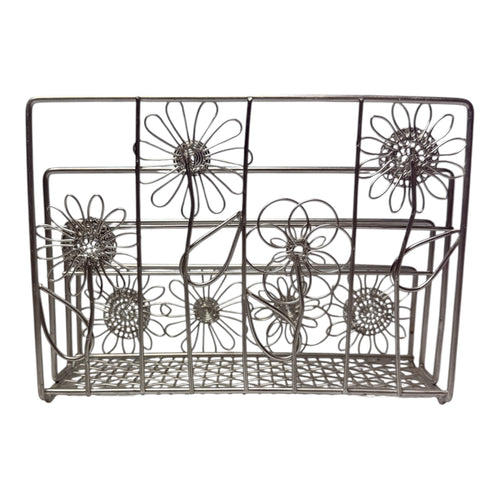 Vintage Wire Letter Holder with Floral Design