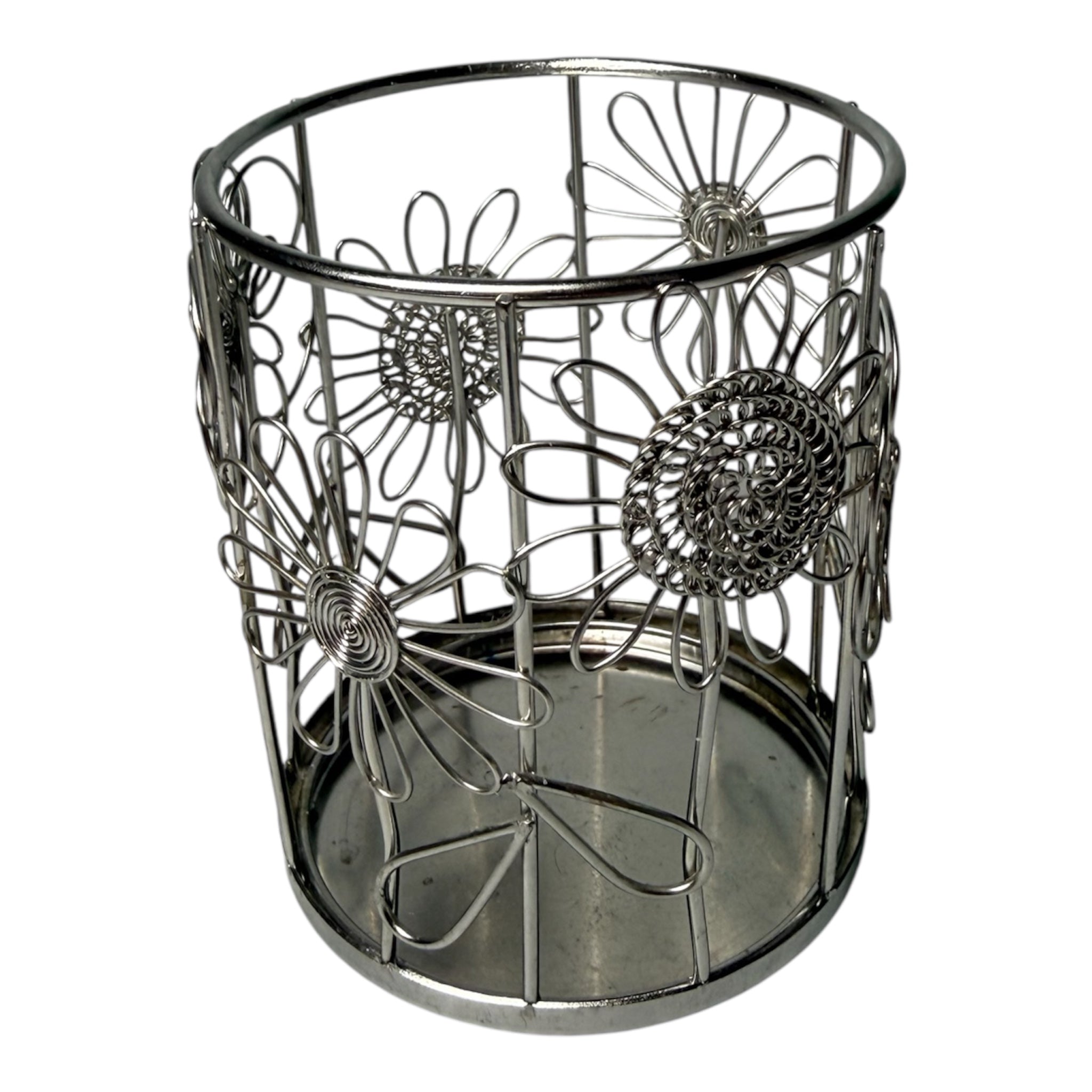 Vintage Wire Mesh Floral Pencil Holder