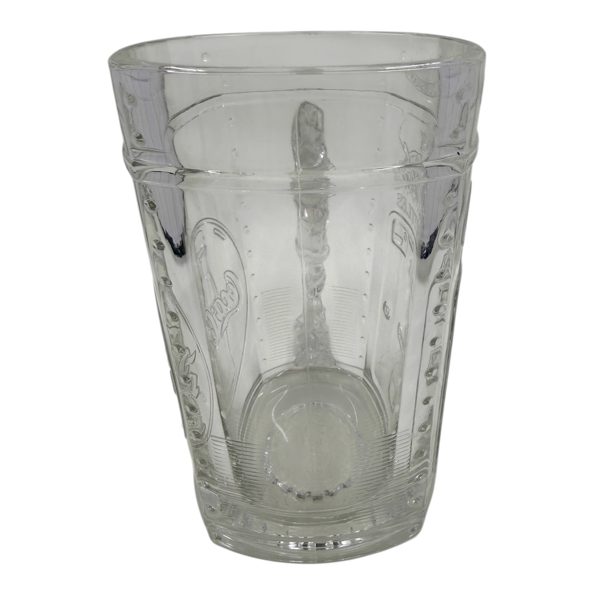 Coca-Cola 1997 Christmas Glass Mug | 3D Santa Handle & Embossed Vending Machine Collectible