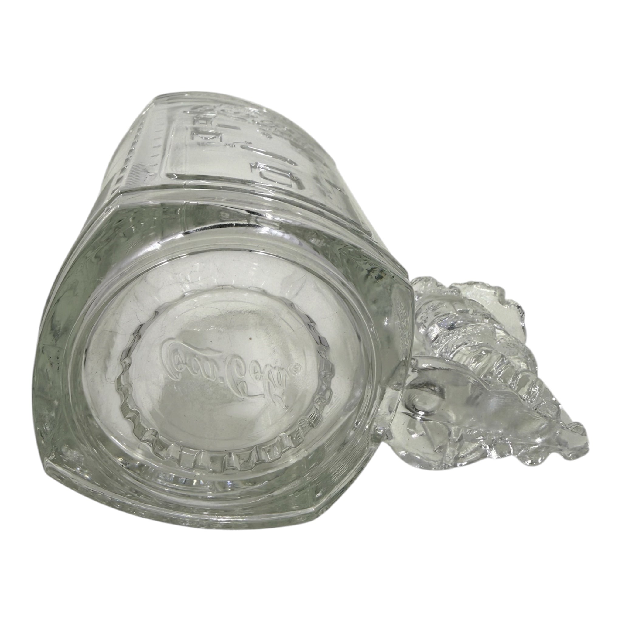 Coca-Cola 1997 Christmas Glass Mug | 3D Santa Handle & Embossed Vending Machine Collectible