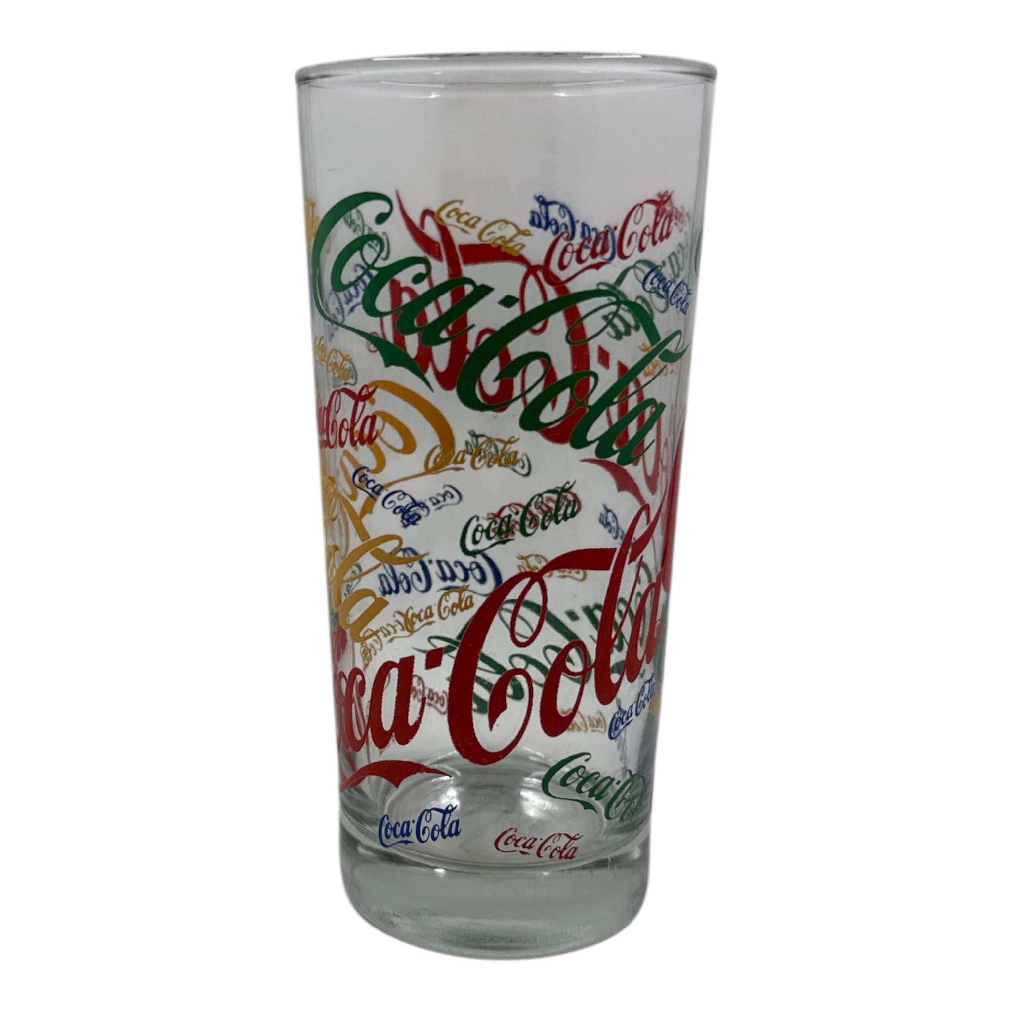 Coca-Cola Vintage Promotional Glass | Multi-Color Logo Design 1980s–1990s Collectible