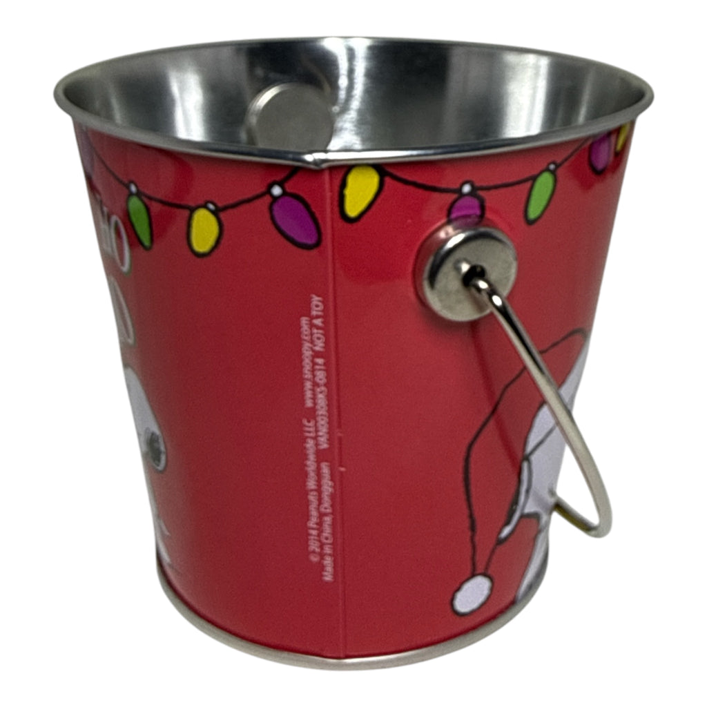 Peanuts Charlie Brown & Snoopy Christmas Tin Bucket | 2014 Holiday Collectible | Ho Ho Ho