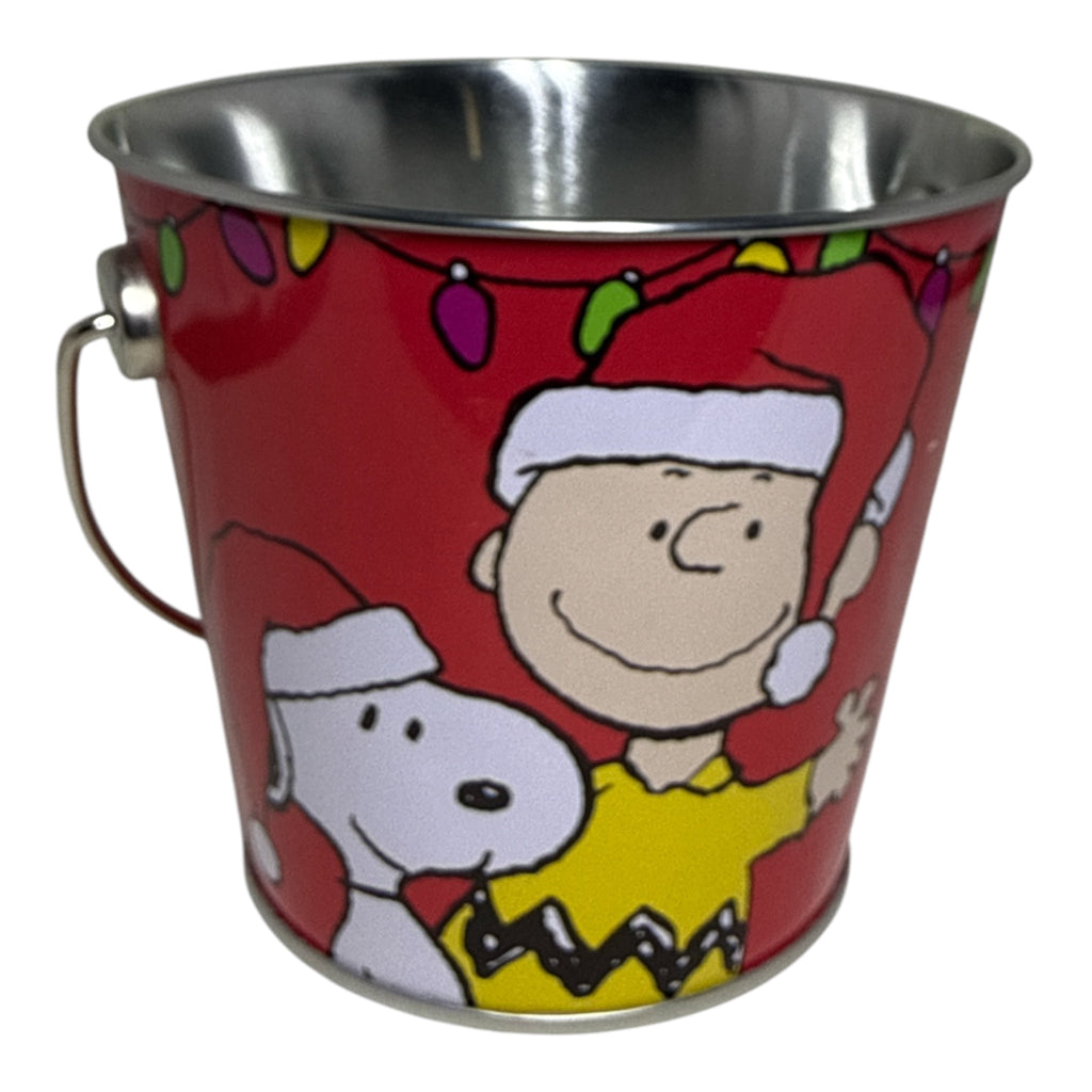 Peanuts Charlie Brown & Snoopy Christmas Tin Bucket | 2014 Holiday Collectible | Ho Ho Ho