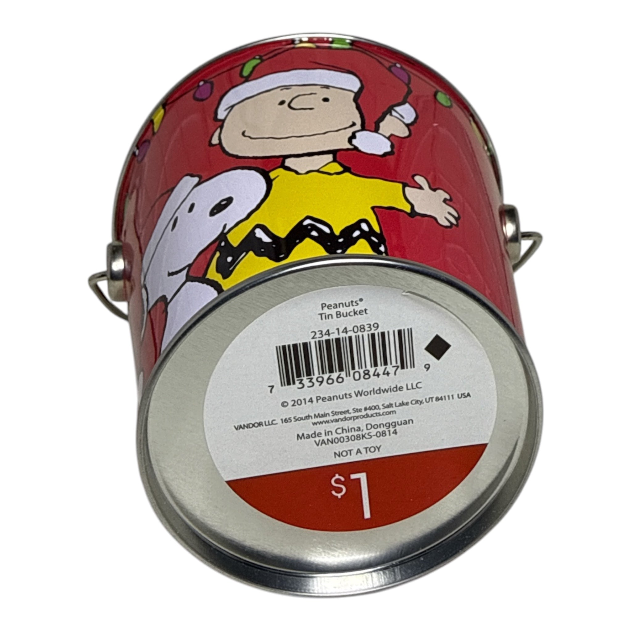 Peanuts Charlie Brown & Snoopy Christmas Tin Bucket | 2014 Holiday Collectible | Ho Ho Ho