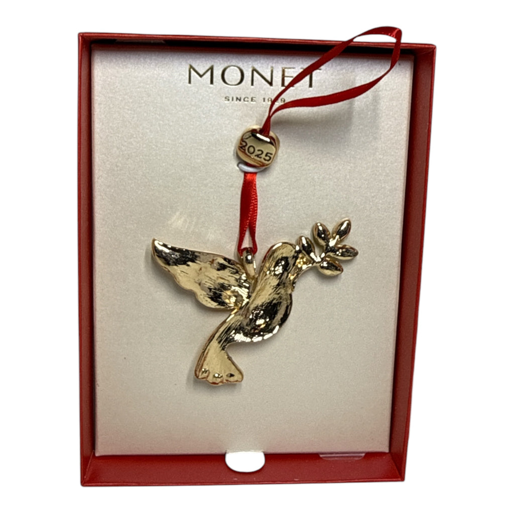Monet Dove with Olive Branch Christmas Ornament | Vintage Collectible Holiday Jewelry