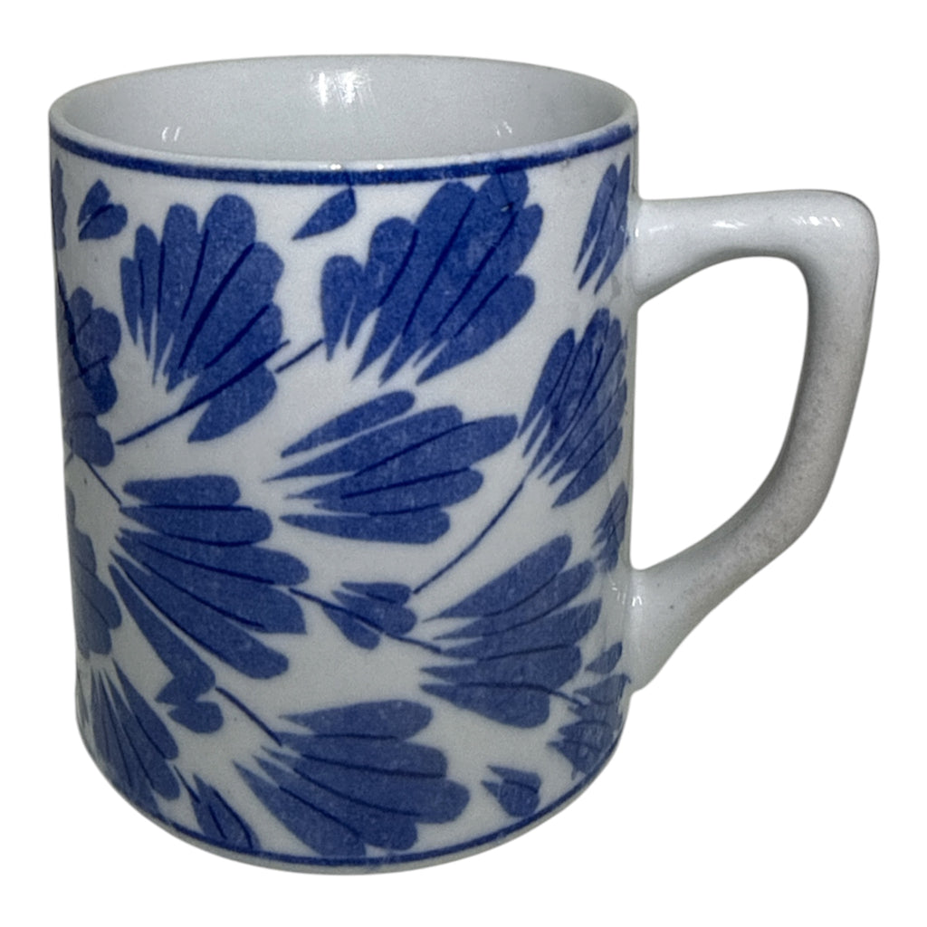 Pier 1 Imports Hand-Painted Blue & White Leaf Ceramic Mug | Italian-Style Pottery
