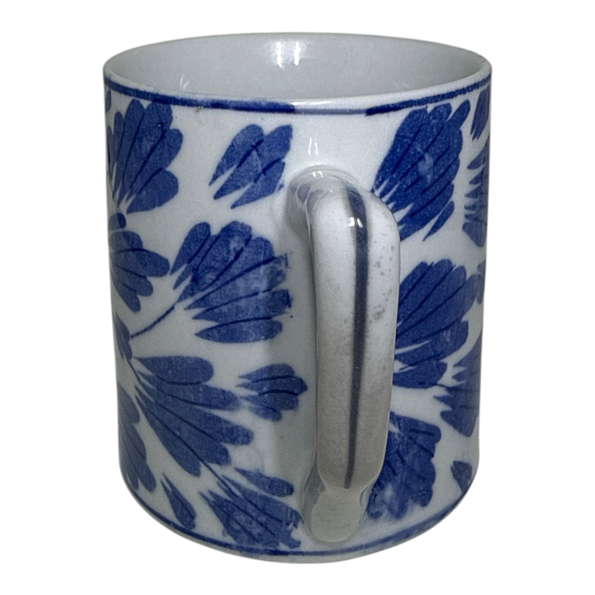 Pier 1 Imports Hand-Painted Blue & White Leaf Ceramic Mug | Italian-Style Pottery