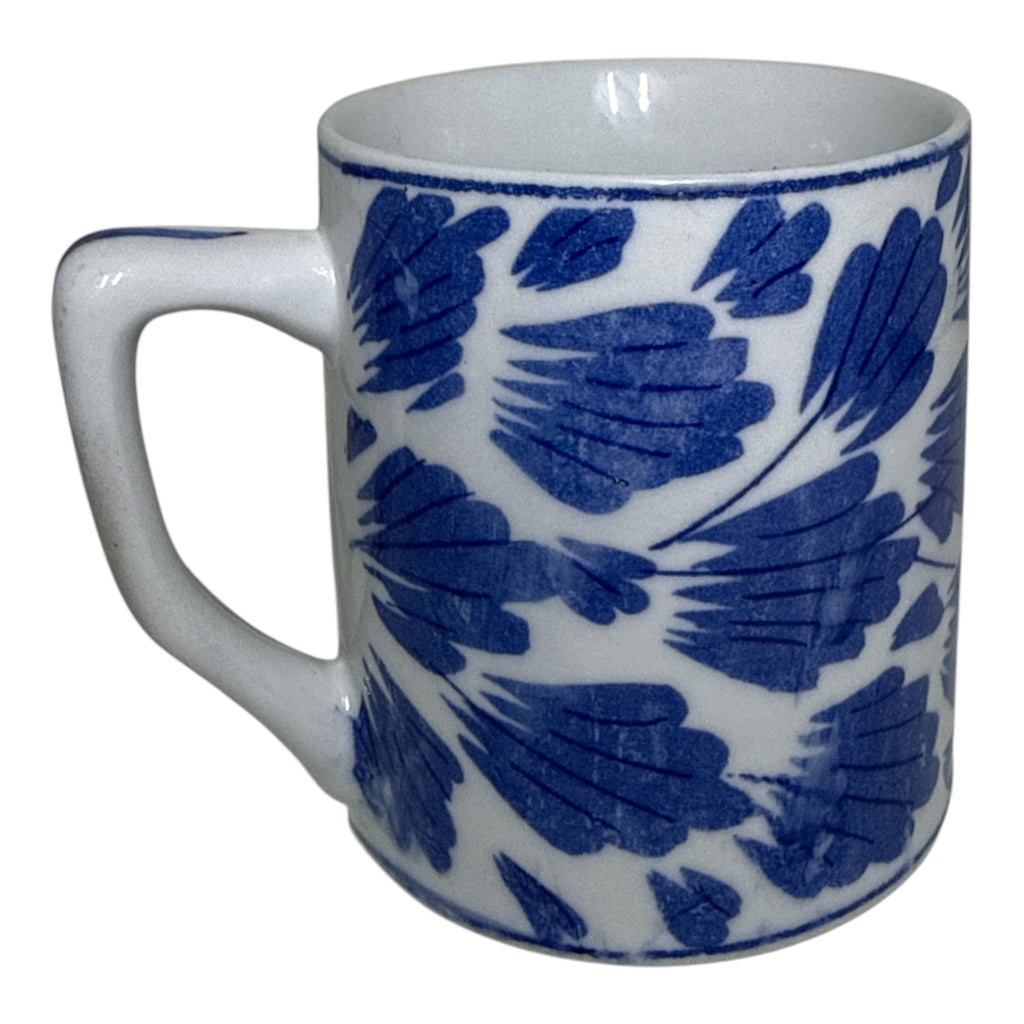 Pier 1 Imports Hand-Painted Blue & White Leaf Ceramic Mug | Italian-Style Pottery