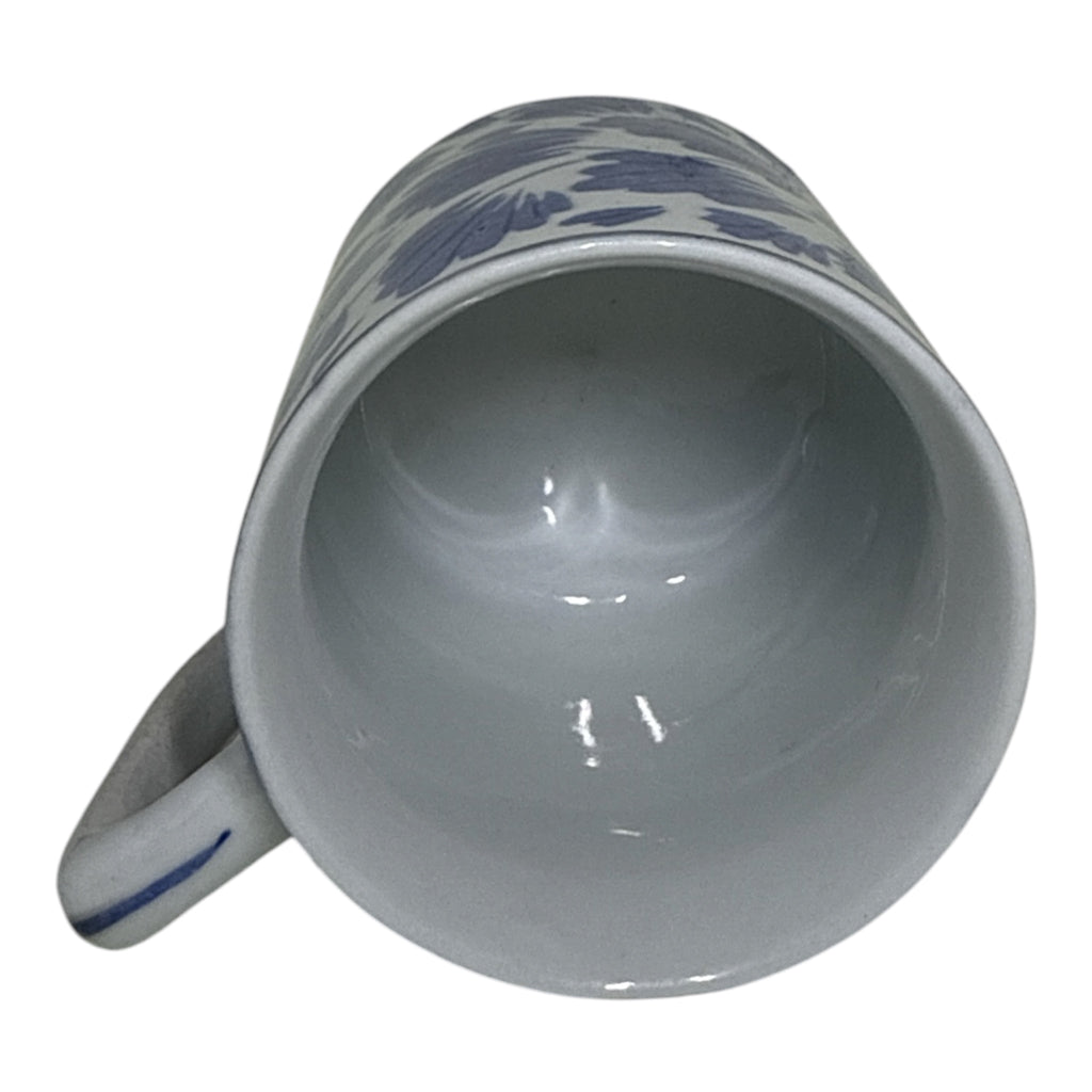 Pier 1 Imports Hand-Painted Blue & White Leaf Ceramic Mug | Italian-Style Pottery