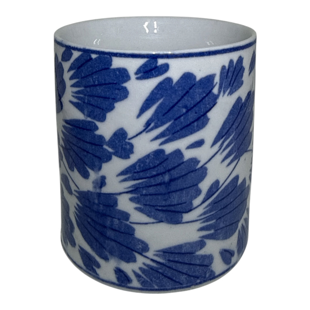 Pier 1 Imports Hand-Painted Blue & White Leaf Ceramic Mug | Italian-Style Pottery
