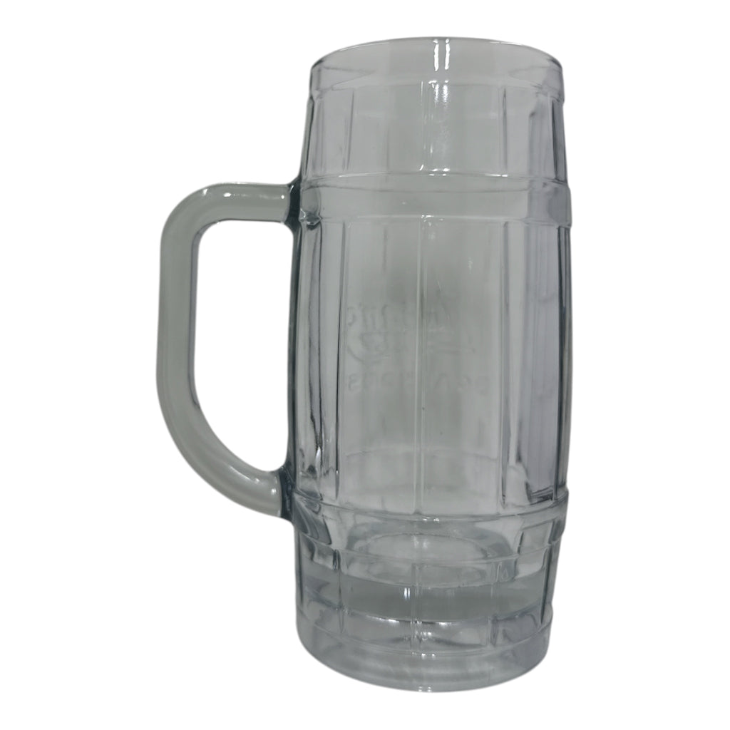 Logan's Roadhouse Barrel Beer Mug | Vintage Embossed Glass