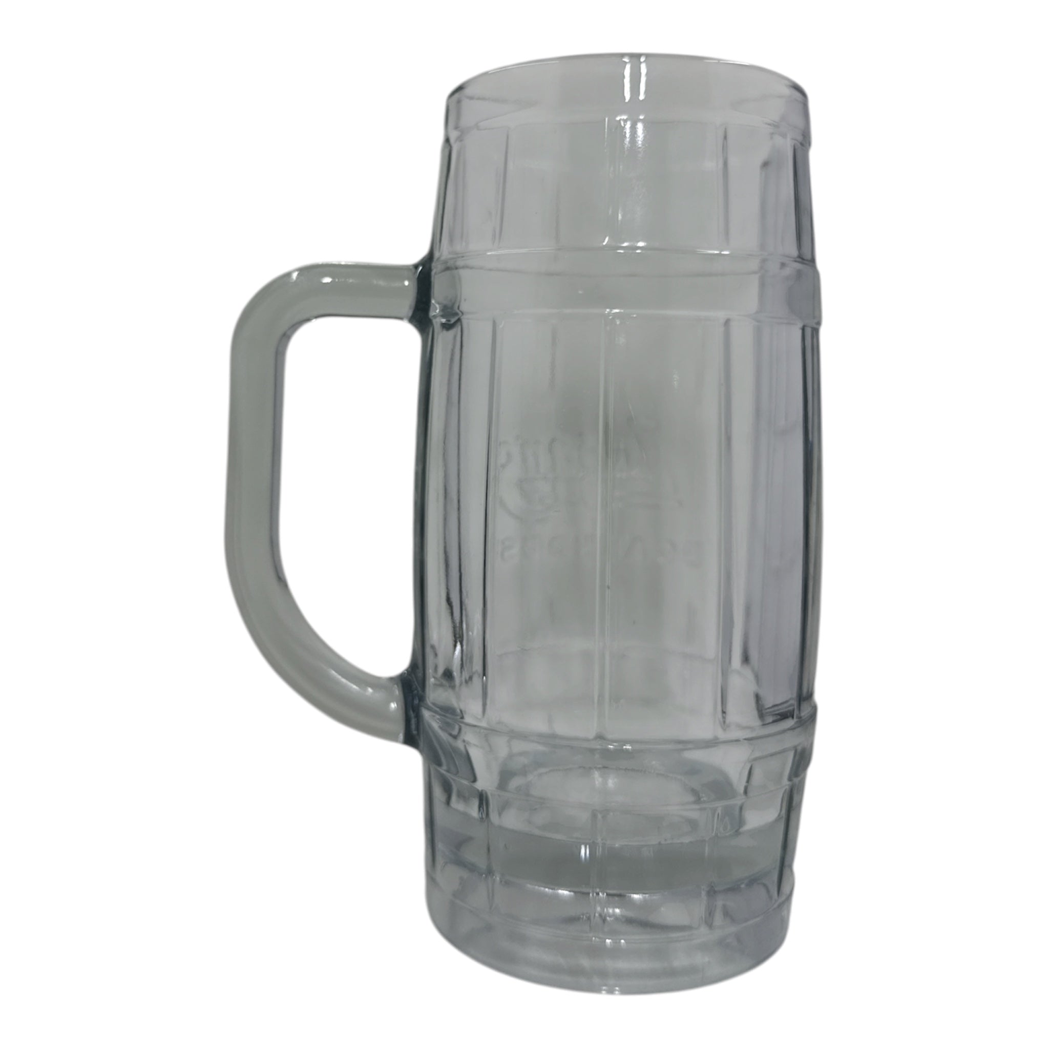 Logan's Roadhouse Barrel Beer Mug | Vintage Embossed Glass