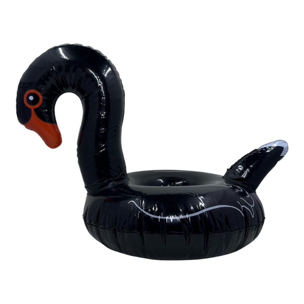 Inflatable Black Swan Drink Holder – Pool Float Beverage Ring