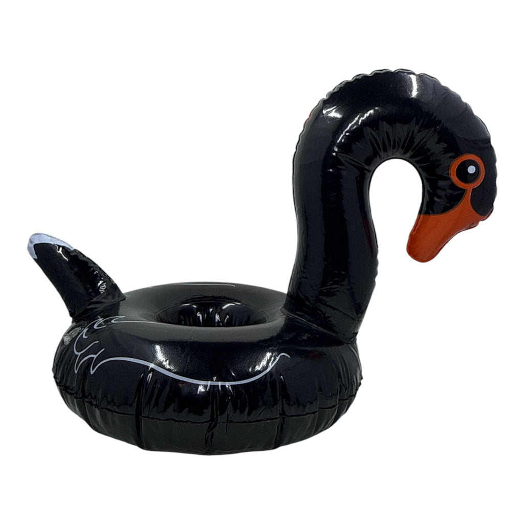 Inflatable Black Swan Drink Holder – Pool Float Beverage Ring