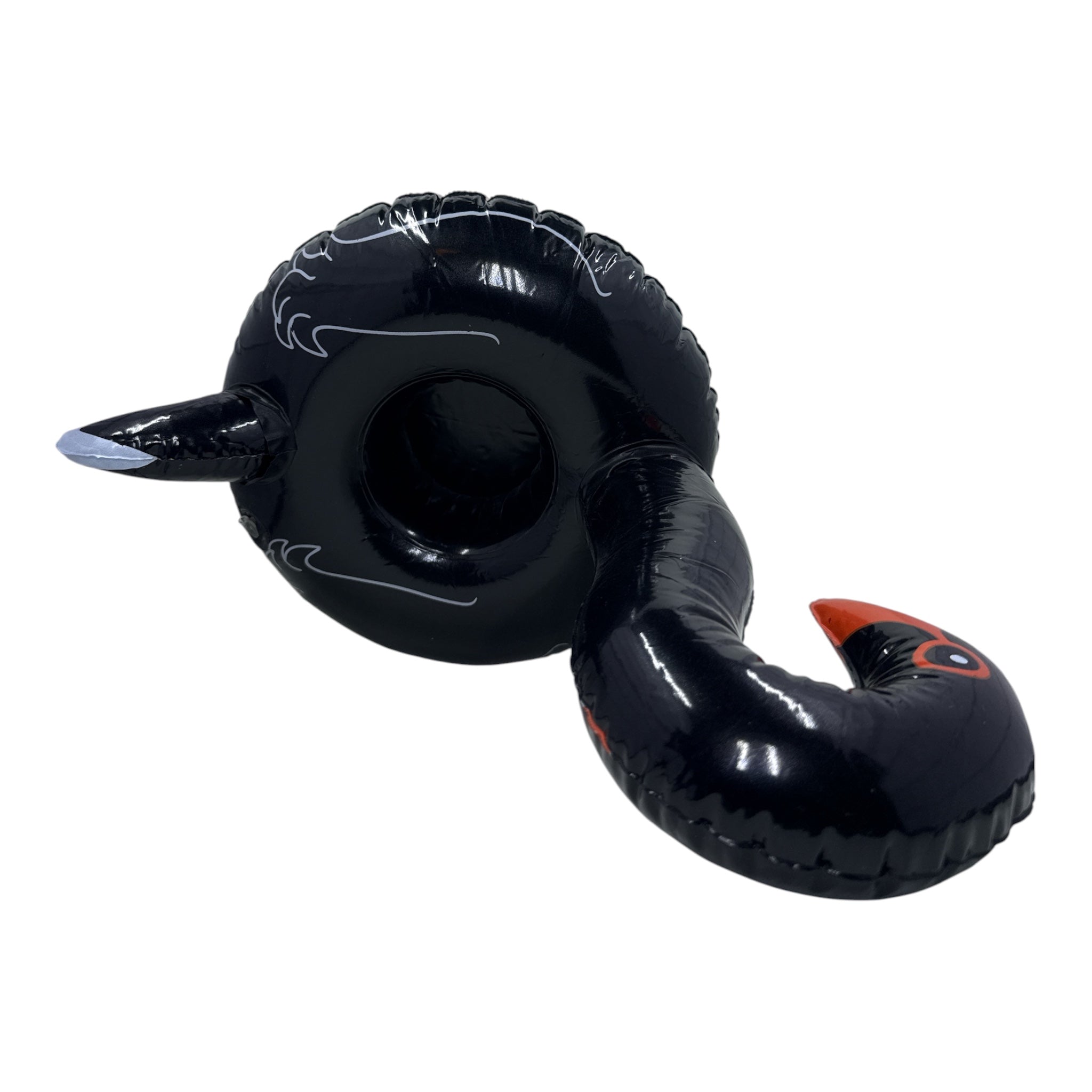 Inflatable Black Swan Drink Holder – Pool Float Beverage Ring