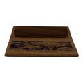 Lasercraft Walnut Wood Business Card Holder | Laser-Engraved Nature Scene | Vintage 1980s–90s Desk Accessory